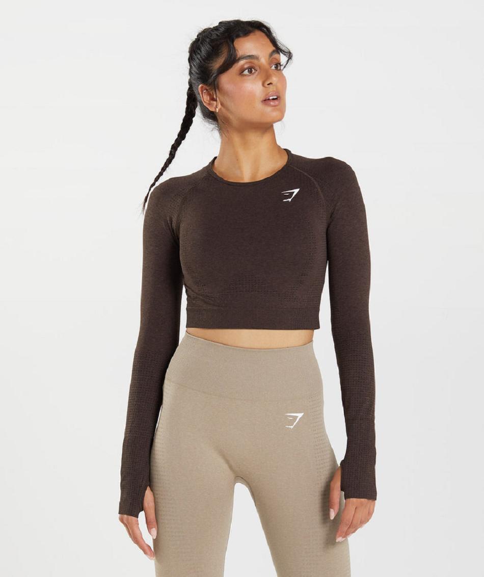 Przycięte Topy Damskie Gymshark Vital Seamless 2.0 Różowe Brązowe | PL 2542OKI